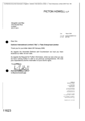 [Letter from Picton Howell LLP to Slaughter and May regarding the amended defence and counterclaim]