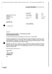 [Letter from Rosenblatt to Slaughter and May Regarding Gallaher International Limited -v- Tlais Enterprises Limited on Case Management Conference]