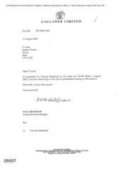 [Letter from PRG Redshaw to P Locks regarding the enclosed copy of the Excel spreadsheet relating to the seizure]