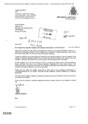 [Letter from Victoria Sandiford to Peter Redshaw regarding request of cigarette analysis and customer information]