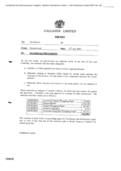 Gallaher Limited[Memo from Norman Jack to Jon Moxon regarding materials provisions]