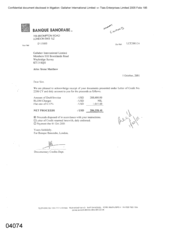 [Letter from Banque Banorabe to Irene Mathew regarding the Net Proceeds]