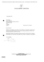 [Letter from Gallaher Limited to S Frrah regarding the operation of blocked deposit account]