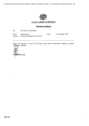 Gallaher Limited[Memorandum from Norman Jack to Tom Keevil, Jeff Jeffery regarding the File note of a discussion]