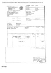 [Invoice from Atteshlis Bonded Stores Ltd on behalf of Gallaher International Limited to Namelex Limited for Sovereign Classic Cigarettes]