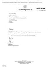 [Letter from Jeff Jeffery to Duncan McCallum regarding floppy disc containing excel spreadsheet with Gallaher export sales information for 20020000]