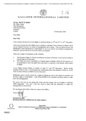 [Letter from Norman BS Jack to Mike Clarke regarding the Dubai flight]