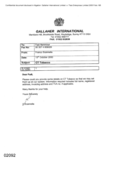 Gallaher International[Memo from Franco Scannella to Fadi Nammour regarding details on CT Tobacco]