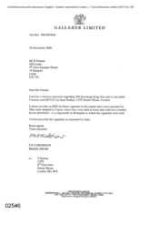 [Letter from PRG Redshaw to B Putman regarding 200 Sovereign Cigarettes sent under customs seal 0037327]