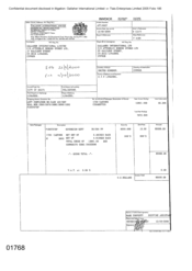 [Sovereign cigarettes invoice from Gallagher International Limited]