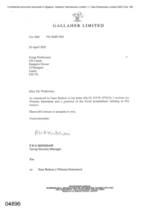 [Letter from PRG Redshaw to Craig Watkinson regarding witness statement and a printout of the excel spreadsheet]