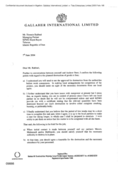 Gallaher International Limited[Letter from Norman Jack to Hossein Rahbari regarding confirmation of points on planned destruction of goods in Iran]
