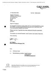 [Letter from Iain Hughes to Stephen Thompson regarding the enclosure of a signed witness statement and a hard copy of the excel spreadsheet relating to seizure]