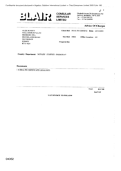 [Invoice from Alex Bonsey to BLAIR Consular services limited regarding health certificate legalized]