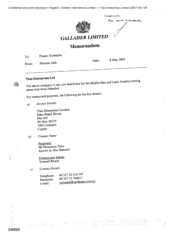 Gallaher Limited[Memo from Norman Jack to Franco Scanella regarding Tlais Enterprises Ltd]