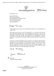 [Letter from Jeff Jeffery to Duncan McCallum regarding containers held by authorities in Gioia in Italy]
