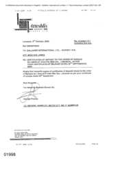 [Letter from George Pouros to Sue James regarding certificate of deposit to the order of Banque du Liban]