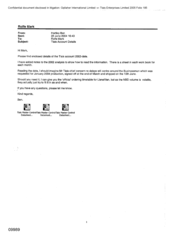 [Email from Ben Hartley to Mark Rolfe regarding Tlais Account Details]
