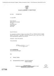 [Letter from PRG Redshaw to Kevin Hancox regarding CTIT ref ST87/03 Sample]