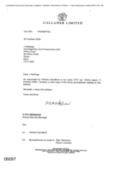 Gallaher Limited [ A memo from PRG Redshaw to J Garlinge regarding ref VS210 Excel Spreadsheets]