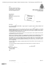 [Letter from Sharon Tapley to Peter Redshaw regarding the sovereign classic cigarettes]