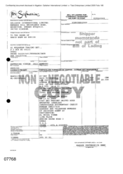 [Bill of Lading for combined transport or port to port from Safmarine to Gallaher International Limited on Ronson cigarettes]