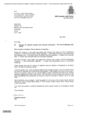 [Letter from Sharon Tapley to Nigel Espin regarding Request for cigarette annalysis and customer information]