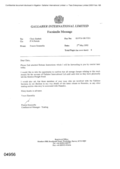 Gallaher International Limited[Memo from Franco Scanelle to Chris Stiebelt regarding release instructions on 20020501]