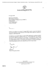 [Letter from Jeff Jeffery to Duncan McCallum regarding seizures of Sovereign Classic cigarettes supplied to Namelex]