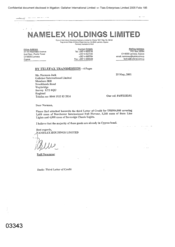 [Letter from Fadi Nammour to Norman Jack regarding letter of credit for US$904, 000 covering goods in Cyprus]