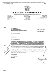 [Letter from M Clarke to Gallaher Ltd regarding outstanding items]