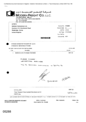 [Invoice from Modern Freight Co LLC on behalf of Gallaher International Limited for warehouse charges]