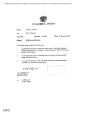 Gallaher Limited[Memo from PRG Redshaw to CT Fielden regarding HM Customs Seizures]