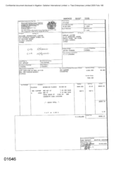 [Invoice from Atteshlis Bonded Store Ltd on behalf of Gallaher International Limited to Namelex Limited for Sovereign Classic]