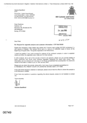 [Letter from Victoria Sandiford to Peter Redshaw in regards to request for cigarette analysis and customer information]