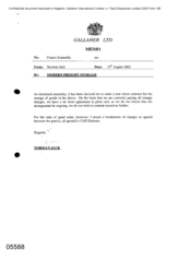 Gallaher Ltd[Memorandum from Norman Jack to Franco Scannella regarding Modern Freight Storage]