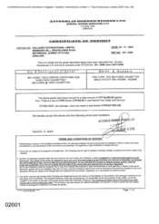 [Certificate of Deposit from L Atteshlis Bonded Stores Ltd to Gallaher International Limited on Gold Arrow Lights Cigarettes]