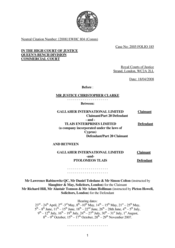 Approved Judgment of Mr. Justice Christopher Clarke regarding Gallaher International Limited v. Tlais Enterprises Limited and Gallaher International Limited v. Ptolomeos Tlais - Case No 2005 Folio 185