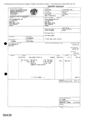 [Export Invoice from Gallaher International Limited to Tlais Enterprises Limited regarding Gold Arrow cigarettes]