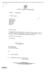 Gallaher Limited [A memo from PRG Redshaw to R Greaves regarding a witness statement]