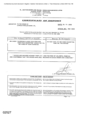 [Certificate of Deposit from Cyprus Popular Bank Ltd to L Atteshlis Bonded Stores Ltd for 800 cases of Sovereing Classic Gold]