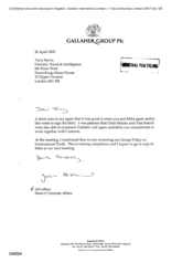 [Letter from Jeff Jeffry to Terry Byren regarding reviewing group policy on international trade]
