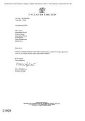 [Letter from PRG Redshaw to S Jones regarding witness statement and return of sample Sovereign Cigarettes]