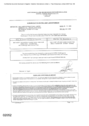 [Certificate of Deposit from Gallaher International Limited to Atteshlis Bonded Stores Ltd for 800 cases of Sovereing Classic Gold]