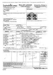 [Bill of landing from Senator Lines for combined transport shipment on Gold Arrow Lights and Stateline Lights cigarettes]