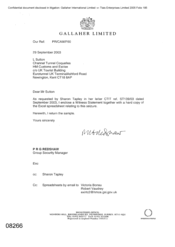 [Letter from PRG Redshaw to L Sutton regarding witness statement]