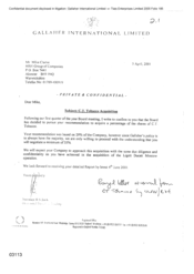 [Letter from Norman BS Jack to Mike Clarke regarding CT Tobacco Acquisition]