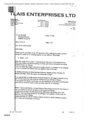 [Letter from P Tlais to M Rolfe regarding details of the pricing structure for the brand following a meeting that took place in Dubai]