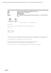 [Email from Tapley sharon to Nigel Espin regarding request for cigarette analysis and customer information-CTIT]