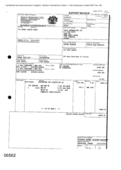 [Export Invoice from Gallaher International Limited to Tlais Enterprises Ltd regarding Dorchester Int Light Cigarettes]